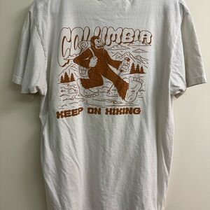 Columbia Cream Graphic Tee with Brown Print